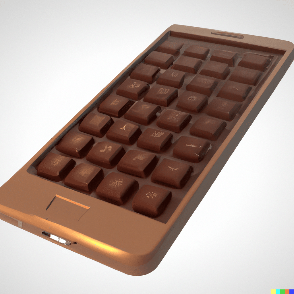 Ein Smartphone, das aussieht, wie aus Schokolade. © Dall-E
